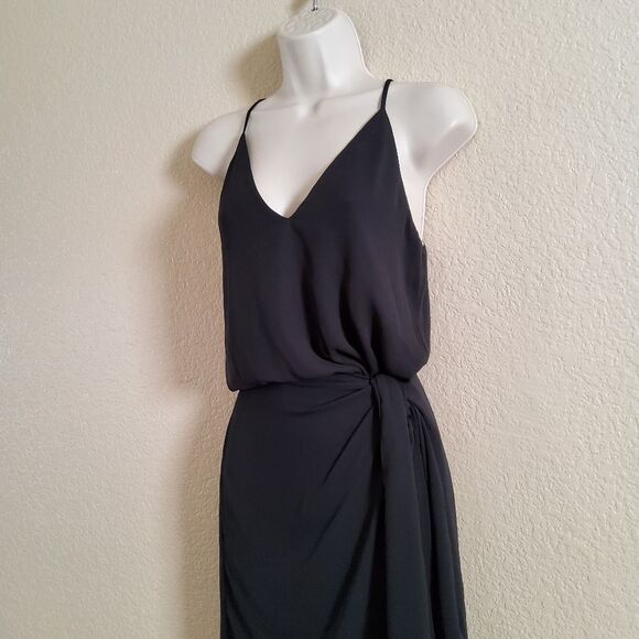 KRISA Faux Wrap Cutout Mini Halter Dress XS Black - Picture 7 of 8